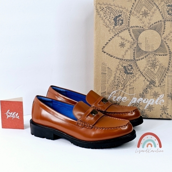 New! Free People Liv Leather Penny Loafers - Picture 4 of 16